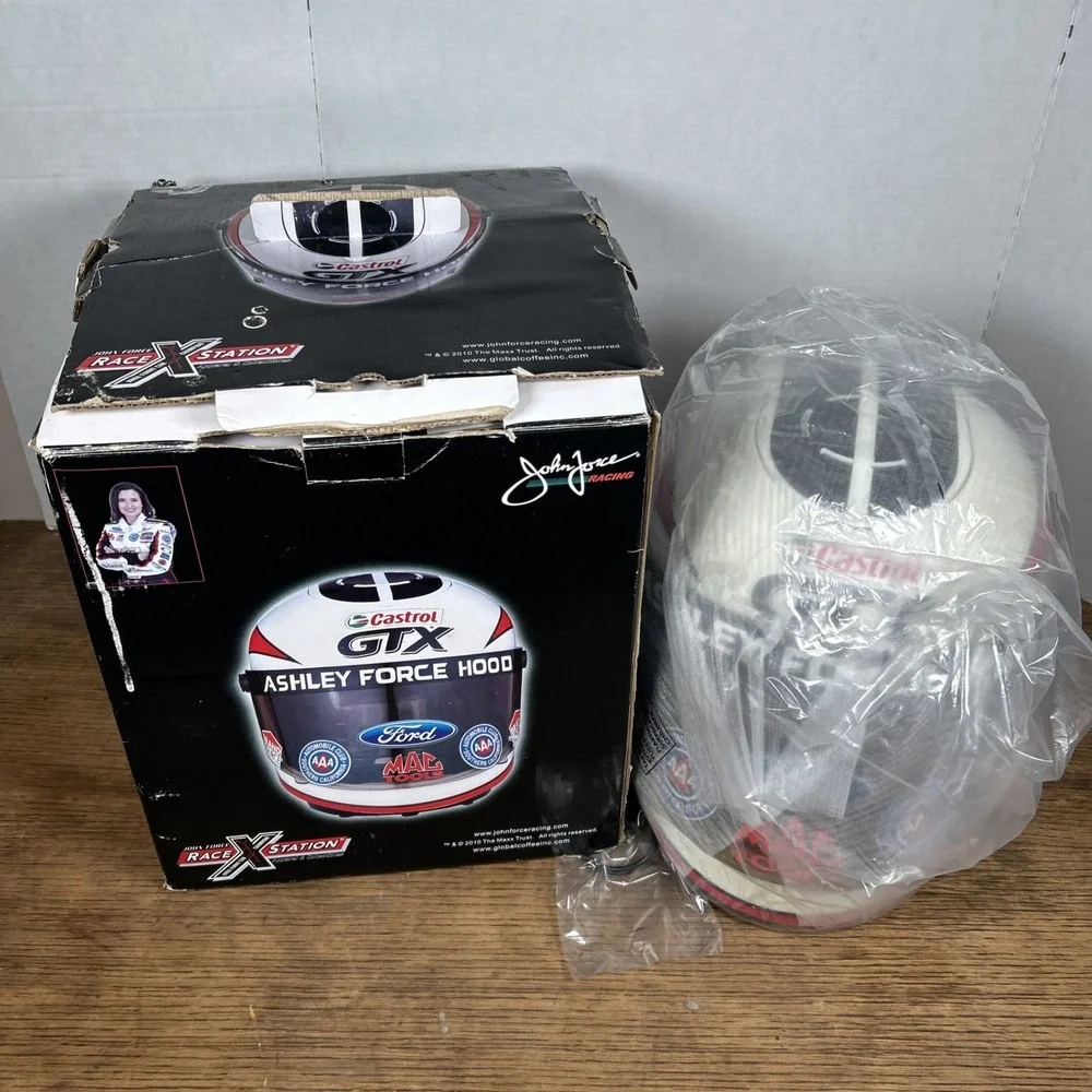 John Ashley Force NHRA Funny Car Race Station Helmet Coffee Maker 8-10 Cup NEW